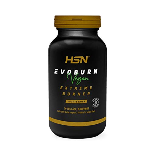 Quema Grasas de HSN | Evoburn | Termogénico para Adelgazar para Mujeres y Hombres | Fat Burner, Supresor del Apetito, Con Cafeína, Té verde, Guaraná | Vegano, Sin Gluten, Sin Lactosa, 30 Cápsulas