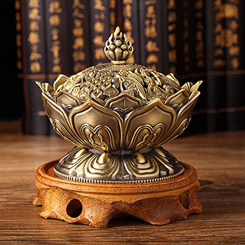 Quemador de Incienso de Lotus Form, Mini Metal Quemador de Incienso del Sostenedor de la Aromaterapia, Incensario de la Estufa de Retroceso para Accesorios del Regalo de la Decoración Casera