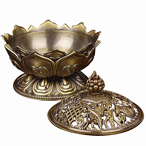 Quemador de Incienso de Lotus Form, Mini Metal Quemador de Incienso del Sostenedor de la Aromaterapia, Incensario de la Estufa de Retroceso para Accesorios del Regalo de la Decoración Casera