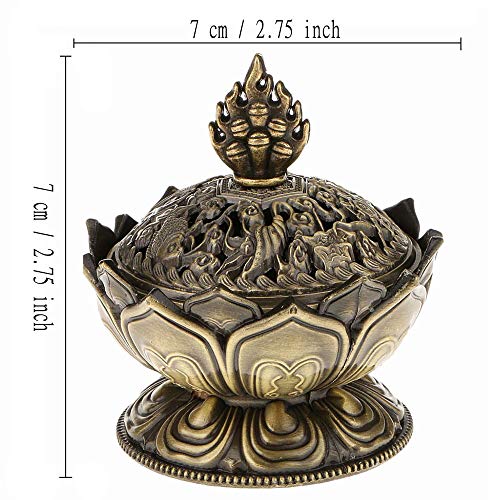 Quemador de Incienso de Lotus Form, Mini Metal Quemador de Incienso del Sostenedor de la Aromaterapia, Incensario de la Estufa de Retroceso para Accesorios del Regalo de la Decoración Casera