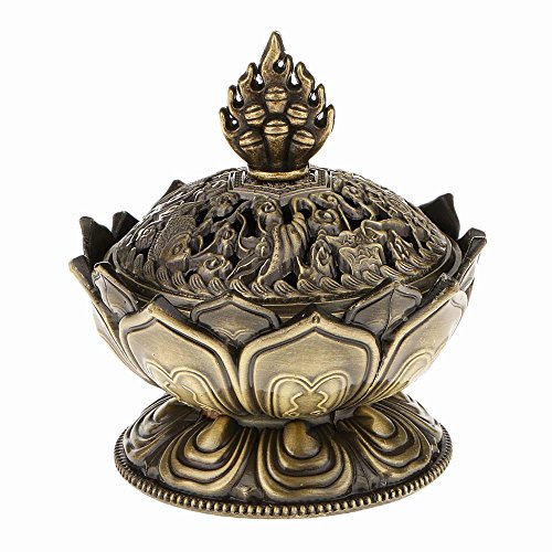 Quemador de Incienso de Lotus Form, Mini Metal Quemador de Incienso del Sostenedor de la Aromaterapia, Incensario de la Estufa de Retroceso para Accesorios del Regalo de la Decoración Casera Quemador de Incienso de Lotus Form, Mini Metal Quemador de Incienso del Sostenedor de la Aromaterapia, Incensario de la Estufa de Retroceso para Accesorios del Regalo de la Decoración Casera