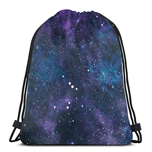 QUEMIN Mochila Deportiva Ligera con cordón, para Mujeres, Hombres, Estudiantes para el Trabajo/Gimnasio/Escuela Deep Space. Fondo de Campo de Estrellas de Alta definición