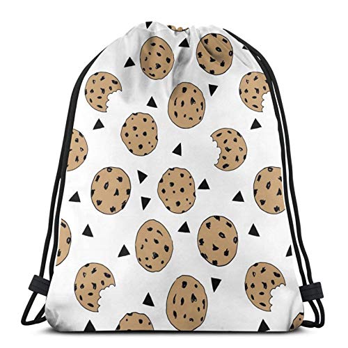 QUEMIN Mochila Deportiva Ligera con cordón, para Mujeres, Hombres, Estudiantes para el Trabajo/Gimnasio/Escuela, Galletas, Alimentos, Chocolate, Chips