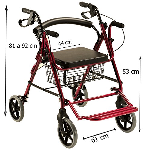 Queraltó Andador Rollator y Silla de Ruedas para Ancianos 2 en 1, Rojo Queraltó Andador Rollator y Silla de Ruedas para Ancianos 2 en 1, Rojo