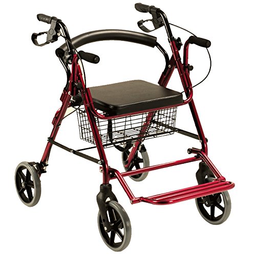 Queraltó Andador Rollator y Silla de Ruedas para Ancianos 2 en 1, Rojo