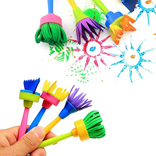 Queta 55 Piezas Juego de Brochas de Pintura con Esponja, Manualidad para Niños, Incluye Pinceles de Espuma, Juego de Pinceles, Delantal Impermeable