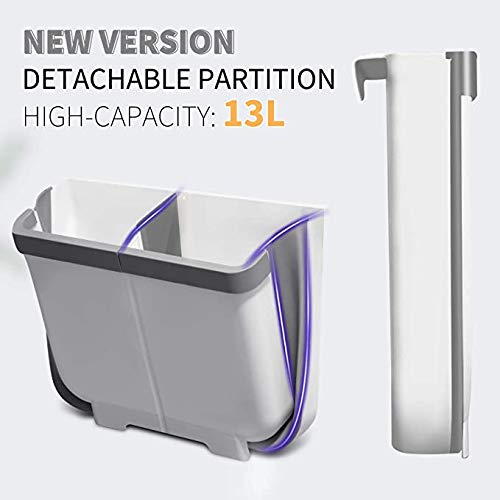 Queta Bote de Basura de Cocina Plegable, Cubo de Clasificación de Basura Cubo de Residuos de Cocina Contenedor Colgante de Basura de Pared para Gabinete Cocina Coche Oficina (Gris)