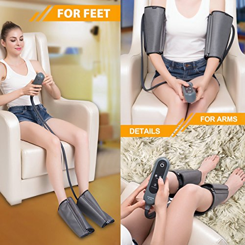 QUINEAR Masajeador eléctrico para piernas pantorrillas brazo pie con 2 modos automáticos y 3 intensidades de presión de aire
