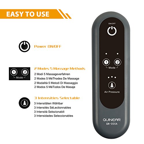 QUINEAR Masajeador eléctrico para piernas pantorrillas brazo pie con 2 modos automáticos y 3 intensidades de presión de aire QUINEAR Masajeador eléctrico para piernas pantorrillas brazo pie con 2 modos automáticos y 3 intensidades de presión de aire
