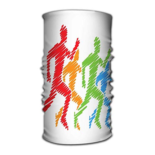 Quintion Robeson Pañuelo en la Cabeza Paquete Multifuncional Siluetas de Colores Corredores Corriendo Maratón Logotipo Figuras Línea de Atletas Símbolo Color