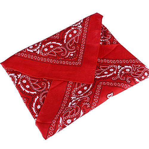 QUMAO Pack de 3 Pañuelos Bandanas de Modelo de Paisley para Cuello/Cabeza Multicolor Múltiple 100% Algodón para Mujer y Hombre (Pack de 3; Rojo)