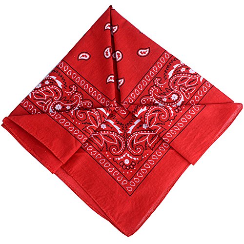 QUMAO Pack de 3 Pañuelos Bandanas de Modelo de Paisley para Cuello/Cabeza Multicolor Múltiple 100% Algodón para Mujer y Hombre (Pack de 3; Rojo)