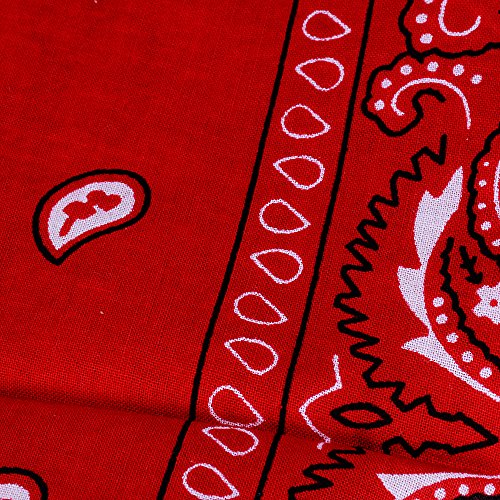 QUMAO Pack de 3 Pañuelos Bandanas de Modelo de Paisley para Cuello/Cabeza Multicolor Múltiple 100% Algodón para Mujer y Hombre (Pack de 3; Rojo)