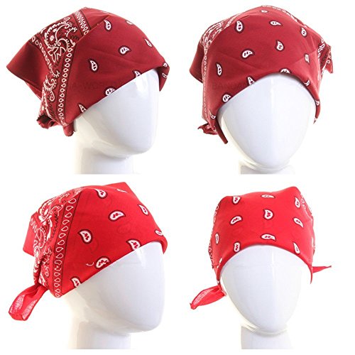 QUMAO Pañuelos Bandanas de Modelo de Paisley para Cuello/Cabeza Multicolor Múltiple para Mujer y Hombre (Pack de 12; Multicolor)