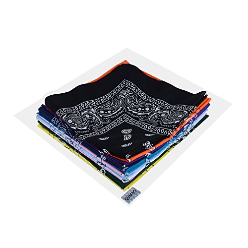 QUMAO Pañuelos Bandanas de Modelo de Paisley para Cuello/Cabeza Multicolor Múltiple para Mujer y Hombre (Pack de 12; Multicolor) QUMAO Pañuelos Bandanas de Modelo de Paisley para Cuello/Cabeza Multicolor Múltiple para Mujer y Hombre (Pack de 12; Multicolor)