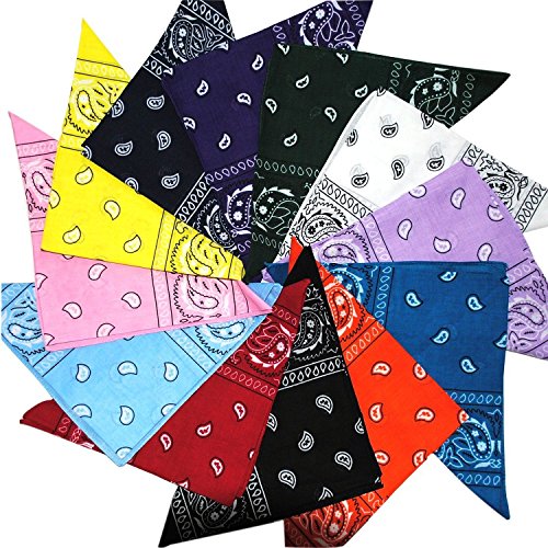 QUMAO Pañuelos Bandanas de Modelo de Paisley para Cuello/Cabeza Multicolor Múltiple para Mujer y Hombre (Pack de 12; Multicolor) QUMAO Pañuelos Bandanas de Modelo de Paisley para Cuello/Cabeza Multicolor Múltiple para Mujer y Hombre (Pack de 12; Multicolor)