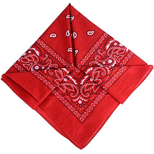 QUMAO Pañuelos Bandanas de Modelo de Paisley para Cuello/Cabeza Multicolor Múltiple para Mujer y Hombre (Pack de 6; Rojo)