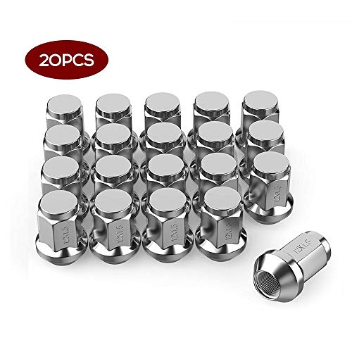 QWLHZW 20pcs Lug Nuts Bulge Bulge Boorn 12x1.5 Tuerca de Rueda cromada Compatible con Ford Fusion Focus Escape Tuercas de la Rueda