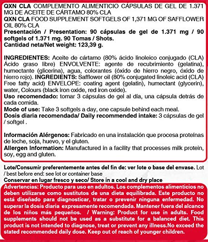 QXN New CLA 90 Cápsulas Softgels | Suplemento Quemagrasas con Ácido Linoleico Conjugado, Favorece Crecimiento Masa Muscular, Efecto Antioxidante, Reduce Colesterol QXN New CLA 90 Cápsulas Softgels | Suplemento Quemagrasas con Ácido Linoleico Conjugado, Favorece Crecimiento Masa Muscular, Efecto Antioxidante, Reduce Colesterol