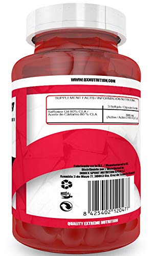 QXN New CLA 90 Cápsulas Softgels | Suplemento Quemagrasas con Ácido Linoleico Conjugado, Favorece Crecimiento Masa Muscular, Efecto Antioxidante, Reduce Colesterol QXN New CLA 90 Cápsulas Softgels | Suplemento Quemagrasas con Ácido Linoleico Conjugado, Favorece Crecimiento Masa Muscular, Efecto Antioxidante, Reduce Colesterol