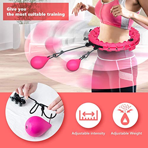 QYHSS Fitness Hula Hoop, Masaje De NeumáTicos Hula Hoop, No Deja Caer Hula Hoop De Yoga, Equipo De Fitness, con Bola De Inercia, para JóVenes Adultos Ejercicio De Damas (Rosa)