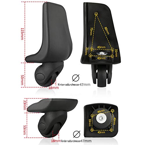 QYWJ Ruedas de Equipaje, Maleta De Viaje Ruedas Giratorias Universales Use Ruedas Silenciadas para Reemplazar, 4 Piezas Ruedas de PVC para Equipaje Maleta Trolley