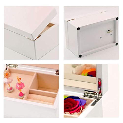 QZ HOME Caja De Música Creatividad De Moda Regalo De Cumpleaños Regalo del Día De Los Niños Ballet Vida Eterna Flor Rosa Madera (Color : White)