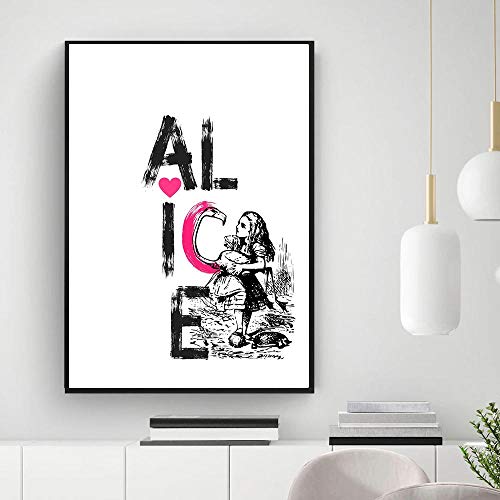 QZROOM Alicia en el país de Las Maravillas Cita Art Print Canvas Painting Colorful Girl Poster e impresión Wall Art Pictures Modern Girl Room Decoration-30x40cmx2 Sin Marco