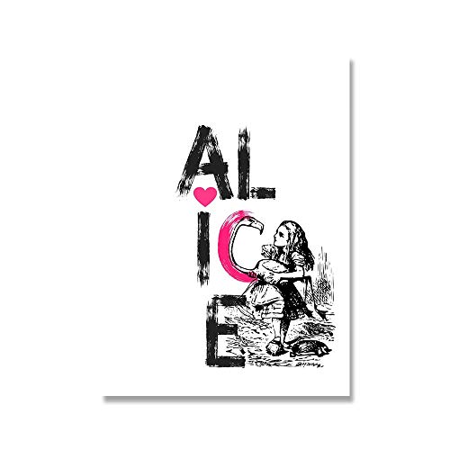 QZROOM Alicia en el país de Las Maravillas Cita Art Print Canvas Painting Colorful Girl Poster e impresión Wall Art Pictures Modern Girl Room Decoration-30x40cmx2 Sin Marco