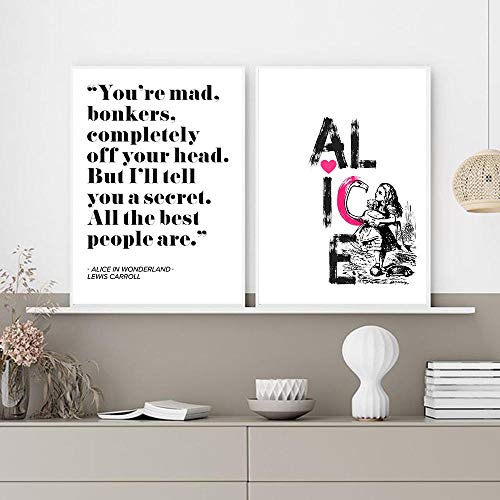 QZROOM Alicia en el país de Las Maravillas Cita Art Print Canvas Painting Colorful Girl Poster e impresión Wall Art Pictures Modern Girl Room Decoration-30x40cmx2 Sin Marco QZROOM Alicia en el país de Las Maravillas Cita Art Print Canvas Painting Colorful Girl Poster e impresión Wall Art Pictures Modern Girl Room Decoration-30x40cmx2 Sin Marco