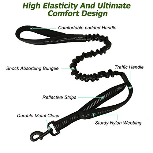 rabbitgoo Correa para Perro Elástica Tactical, Cables con 2 Asas Correa de Nylon Reflectantes para Mascota Grande Mediano con Extensión Fuerte para Entrenamiento Perros Militares Negro rabbitgoo Correa para Perro Elástica Tactical, Cables con 2 Asas Correa de Nylon Reflectantes para Mascota Grande Mediano con Extensión Fuerte para Entrenamiento Perros Militares Negro