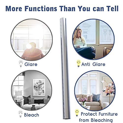 rabbitgoo Vinilo Espejo para Ventanas Unidireccional Lámina Electricidad Estatica Protector Solar Privacidad Vinilo Ventana Deorativos Adhesiva Anti 85% Calor y 99% UV para Hogar Oficina 44.5x200CM rabbitgoo Vinilo Espejo para Ventanas Unidireccional Lámina Electricidad Estatica Protector Solar Privacidad Vinilo Ventana Deorativos Adhesiva Anti 85% Calor y 99% UV para Hogar Oficina 44.5x200CM