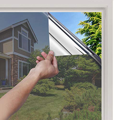 rabbitgoo Vinilo Espejo para Ventanas Unidireccional Lámina Electricidad Estatica Protector Solar Privacidad Vinilo Ventana Deorativos Adhesiva Anti 85% Calor y 99% UV para Hogar Oficina 44.5x200CM rabbitgoo Vinilo Espejo para Ventanas Unidireccional Lámina Electricidad Estatica Protector Solar Privacidad Vinilo Ventana Deorativos Adhesiva Anti 85% Calor y 99% UV para Hogar Oficina 44.5x200CM
