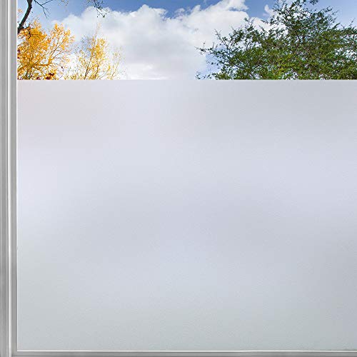 rabbitgoo Vinilo para Ventana con Cuadriculas Privacidad, Esmerilado Vinilo Cristal Translucido Adhesivo Plus Rejilla Espaciada Protector Privacidad Luz Solar Pegatina Decorativa contra UV 44.5x200CM