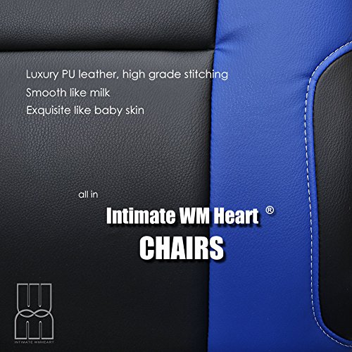 Racing Silla Gamer,IntimaTe WM Heart Silla de Escritorio Silla Gaming Silla Giratoria de Oficina, Altura Ajustable Asineto Grande con Reposacabezas, Carga 130kg, Azul