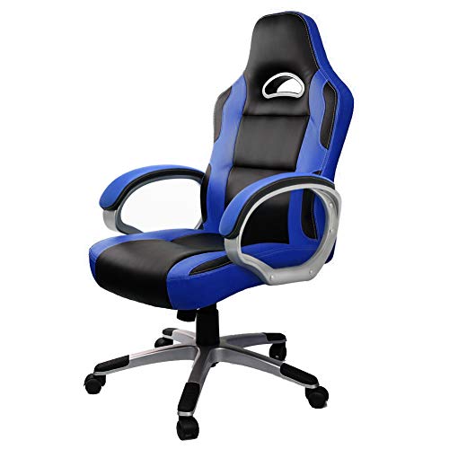 Racing Silla Gamer,IntimaTe WM Heart Silla de Escritorio Silla Gaming Silla Giratoria de Oficina, Altura Ajustable Asineto Grande con Reposacabezas, Carga 130kg, Azul