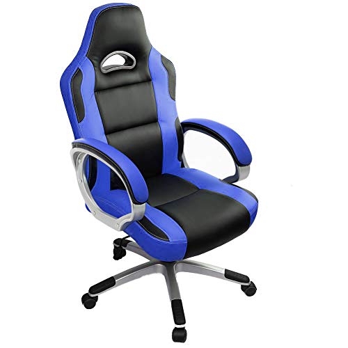 Racing Silla Gamer,IntimaTe WM Heart Silla de Escritorio Silla Gaming Silla Giratoria de Oficina, Altura Ajustable Asineto Grande con Reposacabezas, Carga 130kg, Azul