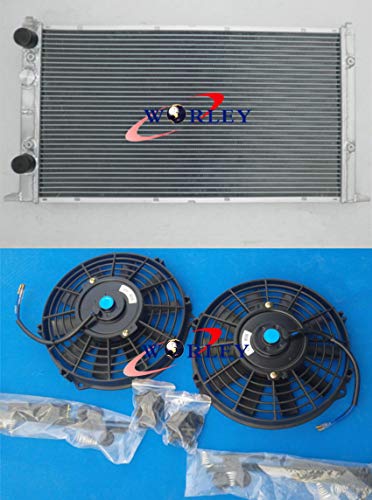 Radiador de aleación de aluminio + ventiladores para Golf MK3 GTI VR6 1994-1998 MT Radiador de aleación de aluminio + ventiladores para Golf MK3 GTI VR6 1994-1998 MT