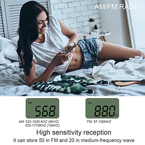 Radio de bolsillo Digital, Am FM Radio Pequeñas Portatil Recargables USB Radios con Auriculares, Podómetro, Temporizador de sueño y Reloj, Auto-búsqueda y Memorización, para caminar, trotar, deportiva Radio de bolsillo Digital, Am FM Radio Pequeñas Portatil Recargables USB Radios con Auriculares, Podómetro, Temporizador de sueño y Reloj, Auto-búsqueda y Memorización, para caminar, trotar, deportiva