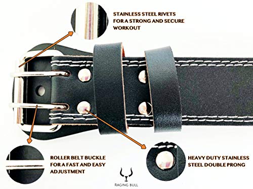 Raging Bull Cinturon Lumbar Gimnasio Hombre y Mujer, para Peso Musculacion, Halterofilia, Levantamiento de Pesas. Cinturon lastre dominadas Powerlifting Belt cinturón Ruso Fitness (S)