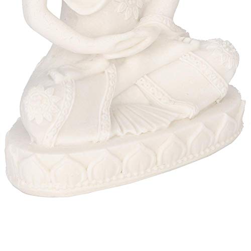 Raguso Meditando Mini Estatua de Buda Sentado Talla Estatuilla Artesanía para la decoración del hogar Tabla Adorno(Blanco)
