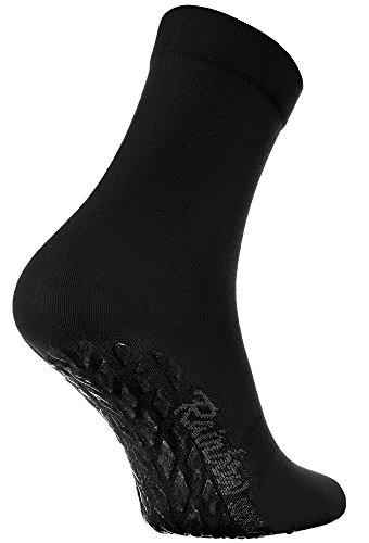 Rainbow Socks - Hombre Mujer Calcetines Antideslizantes ABS Colores de Algodón - 1 Par - Negro - Talla 42-43