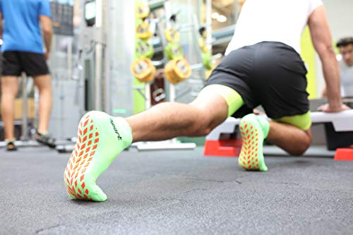 Rainbow Socks - Hombre Mujer Calcetines Antideslizantes de Deporte - 2 Pares - Naranja Verde - Talla 44-46