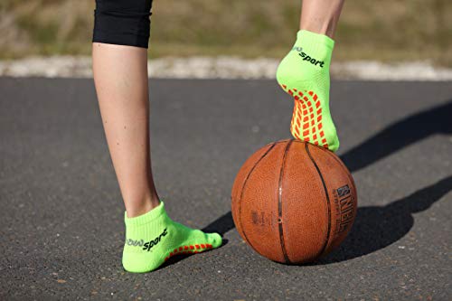 Rainbow Socks - Hombre Mujer Calcetines Antideslizantes de Deporte - 2 Pares - Naranja Verde - Talla 44-46