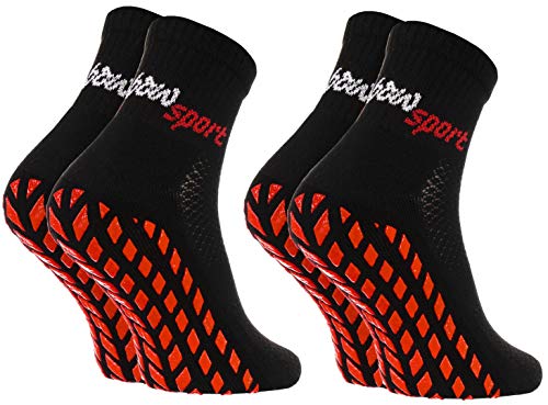 Rainbow Socks - Hombre Mujer Calcetines Antideslizantes de Deporte - 2 Pares - Negro - Talla 42-43