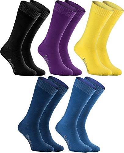 Rainbow Socks - Hombre Mujer Calcetines de Felpa Calidos y Coloridos - 5 Pares - Oscuro - Talla 36-38