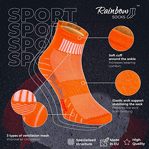 Rainbow Socks - Hombre Mujer Calcetines Deporte Colores de Algodón - 12 Pares - Negro - Talla 42-43