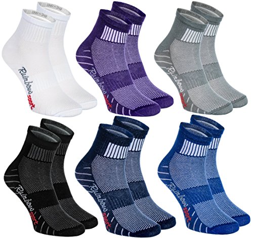 Rainbow Socks - Hombre Mujer Calcetines Deporte Colores de Algodón - 6 Pares - Púrpura Negro Gris Azul Marino Azul Blanco - Talla 44-46 Rainbow Socks - Hombre Mujer Calcetines Deporte Colores de Algodón - 6 Pares - Púrpura Negro Gris Azul Marino Azul Blanco - Talla 44-46
