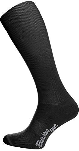 Rainbow Socks - Hombre Mujer Calcetines Largos de Deporte - 2 Pares - Gris Negro - Talla UE 36-38