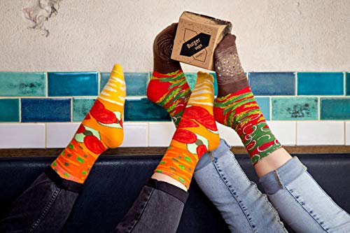 Rainbow Socks - Hombre Mujer Divertidos Calcetines de Hamburguesa Vegana - 2 Pares - Talla 41-46